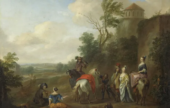 Picture landscape, picture, hunting, Karel van Falens