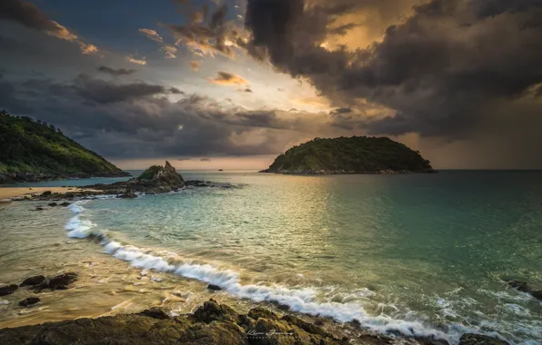 Sand, sea, beach, landscape, nature, rock, shore, coast