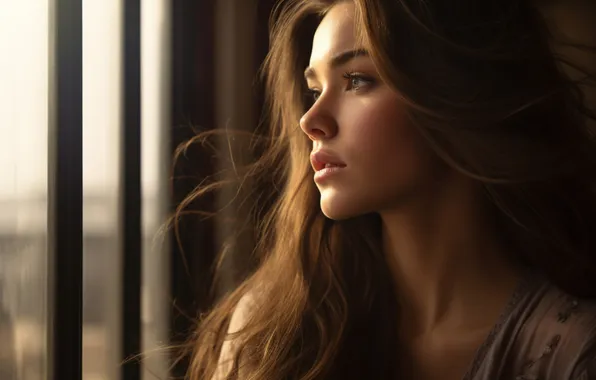 Look, girl, light, face, pose, sweetheart, portrait, window