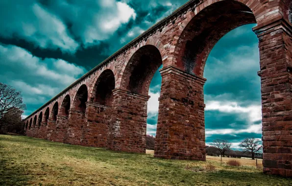 Grass, trees, nature, bricks, arch, aqueduct