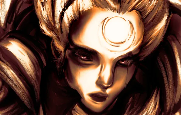 Face, tears, art, crying, league of legends, diana, Scorn of the Moon