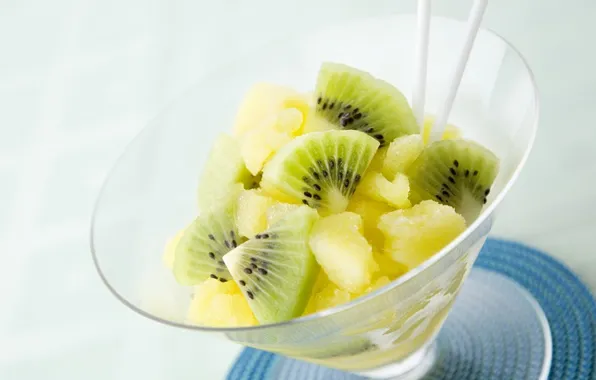 Picture background, glass, food, kiwi, fruit, pineapple, napkin