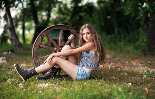 Wheel, girl, Beautiful girl