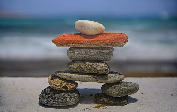 Picture beach, stones, figure