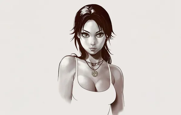 Girl, portrait, pendant, black and white
