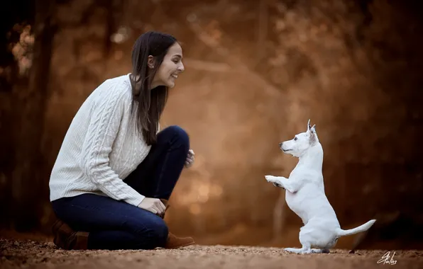 Picture girl, each, dog