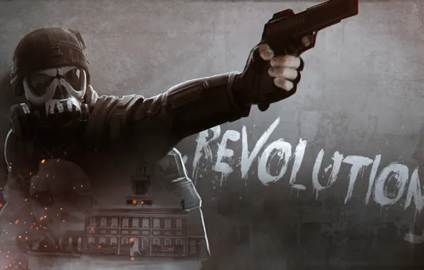 Picture gun, soldiers, gas mask, helmet, male, revolution, Homefront: The Revolution