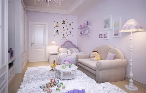 Sofa, toys, interr, children's room