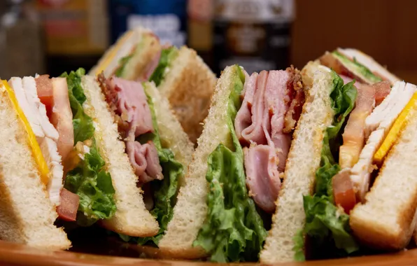 Macro, bread, meat, pieces, vegetables, sausage, fast food, sandwiches