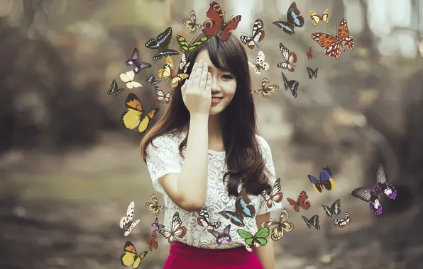 Picture girl, butterfly, mood