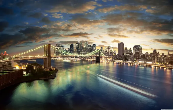 The city, Manhattan, Brooklyn bridge, New-York, New York