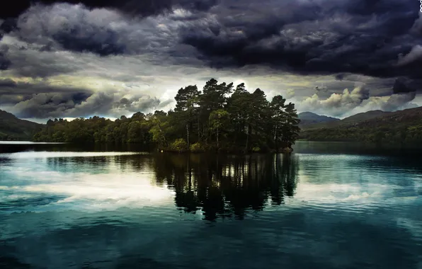 The storm, wave, field, the sky, grass, water, the sun, clouds