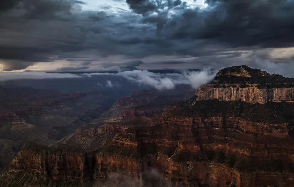 Picture mountains, clouds, nature, canyon