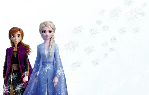 Snowflakes, girls, Cold heart 2, frozen 2