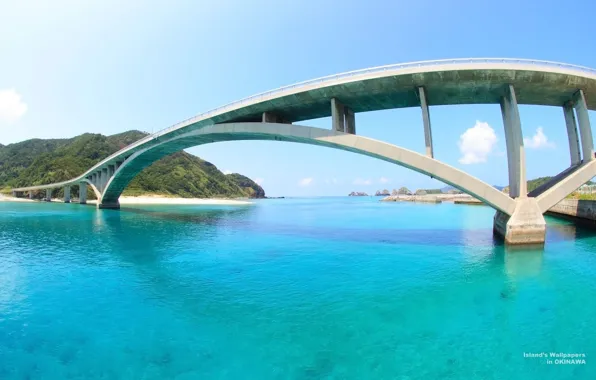 Mountains, bridge, Bay