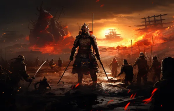 Japan, Sword, Soldiers, Ninja, Warriors, Digital art, AI art, The Art of Artificial Intelligence