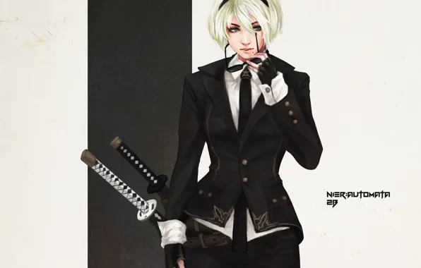 Girl, sword, costume, NieR: Automata, YoRHa No.2 Type B