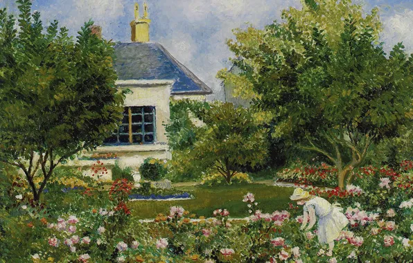 Picture landscape, picture, in the garden, Georges Henri Manzana Pissarro, Georges-Henri Manzana-Pissarro
