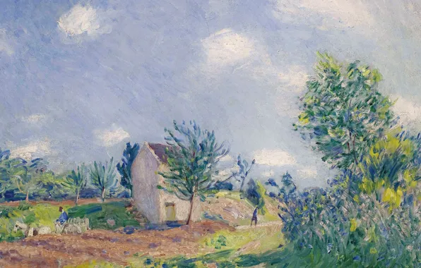 Picture picture, Alfred Sisley, Alfred Sisley, Spring Landscape. The road on the Edge of the Sea-sur-Luena
