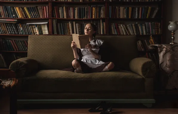 Picture girl, book, form, student, Andrey Frolov, Valeria Novikova