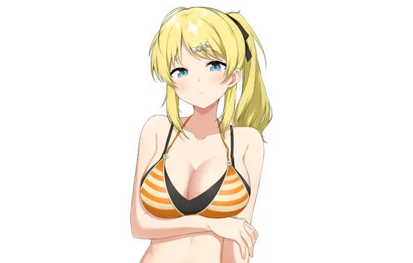 Picture Blonde girl, anime girl, anime, spag top, oppai, girl, cute, blonde