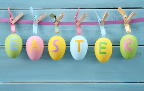 Eggs, Easter, clothespins, Easter, painted, eggs