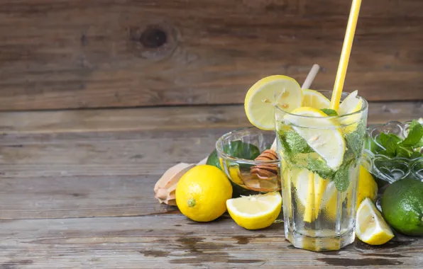 Lemon, tube, mint, lemonade
