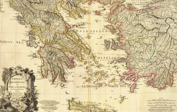 Picture Greece, Greece, old maps, 1791, Map Of Greece, Archipelago and part of Anadoli, Louis Stanislas …