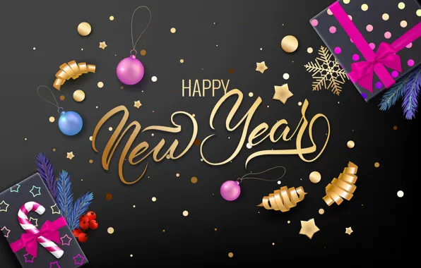 Winter, background, holiday, Christmas, gifts, New year, decoration, new year