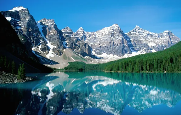 Forest, mountains, nature, lake, beauty