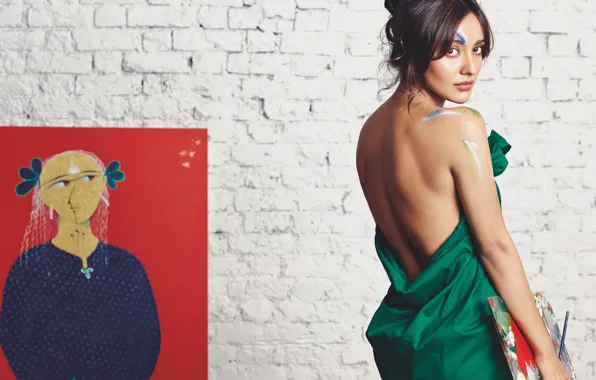 Paint, back, girl, hot, sexy, artist, eyes, beautiful