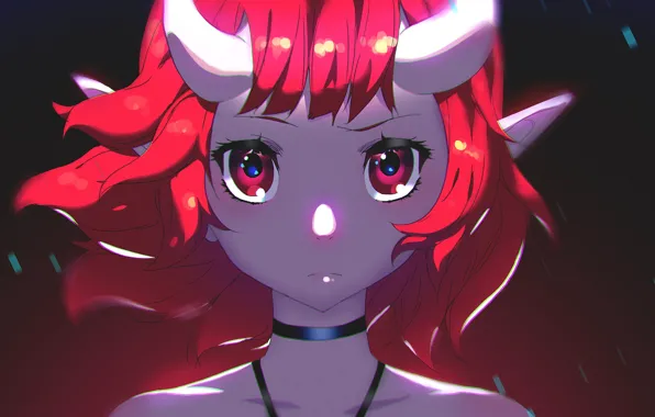 Girl, art, horns, by moxie2D