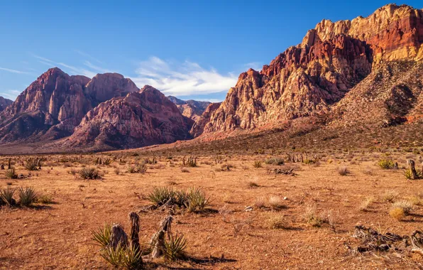 USA, sky, desert, mountains, rocks, Nevada, sunny, dry