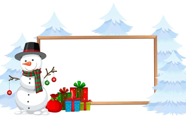Forest, balls, graphics, hat, frame, scarf, Christmas, gifts