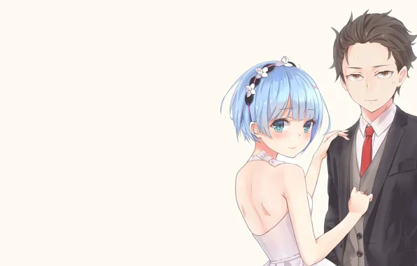 Background, anime, art, Subaru, Re: Zero kara hajime chip isek or Seikatsu, From scratch, REM