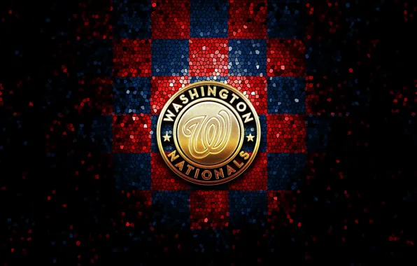 Wallpaper, sport, logo, baseball, glitter, checkered, MLB, Washington Nationals