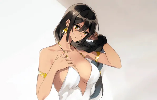 Picture girl, sexy, cleavage, long hair, dress, boobs, anime, beautiful