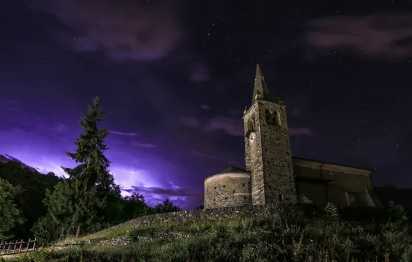 Picture night, temple, The church of S. Maurizio, Saint Vincent