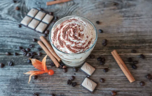 Chocolate, cinnamon, dessert, coffee beans