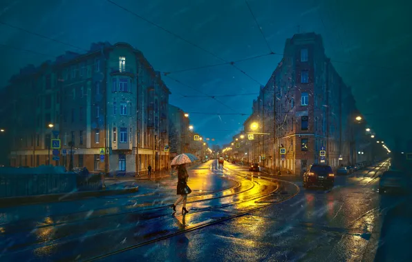 Picture Ed Gordeev, Saint Petersburg, road, Eduard Gordeev, home, rain, the city, Peter