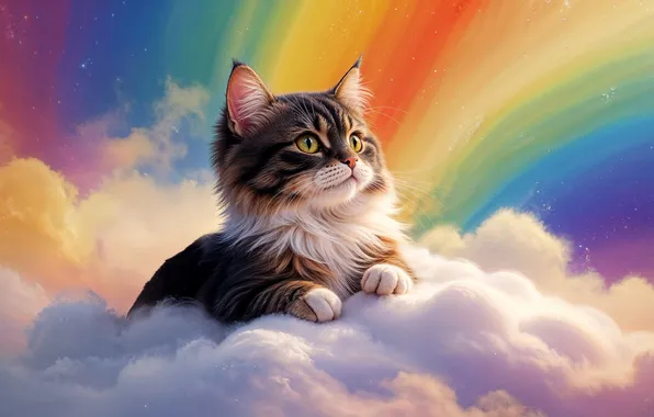Cat, the sky, look, clouds, pose, kitty, grey, legs