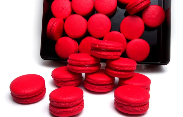 Cookies, red, dessert, macarons