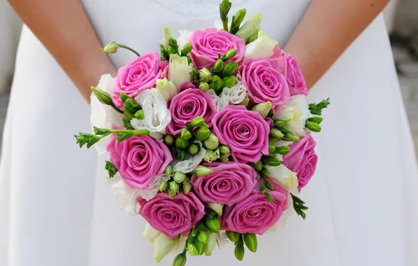 Girl, bouquet, the bride, wedding