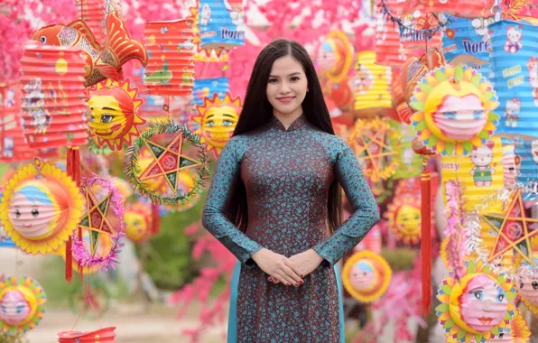 Picture look, East, background, girl