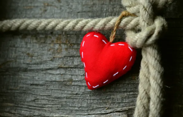 Picture love, red, heart, rope, Board, Valentine, heart, Valentine's day