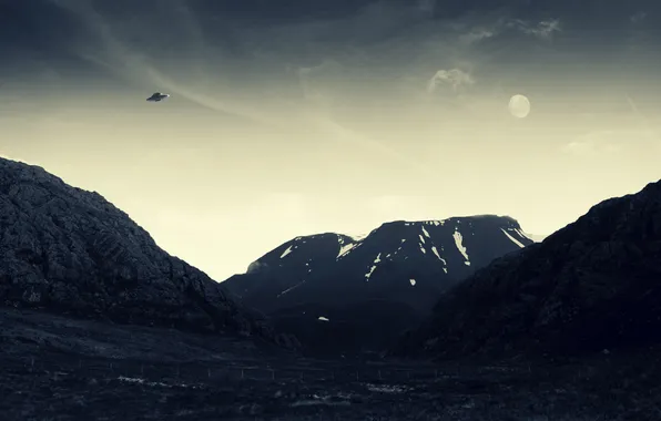 The sky, mountains, photo, UFO, UFO