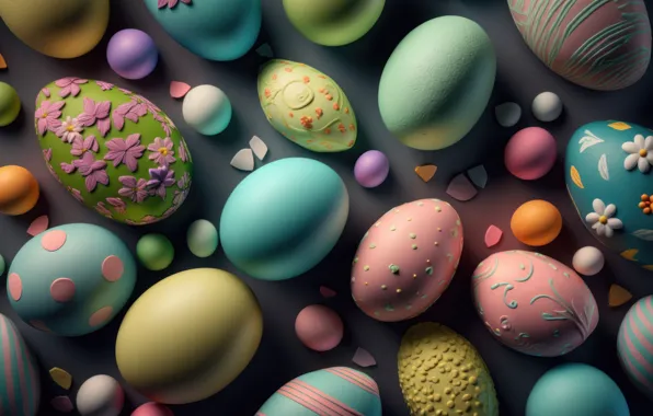 Eggs, colorful, Easter, happy, background, Easter, eggs, decoration