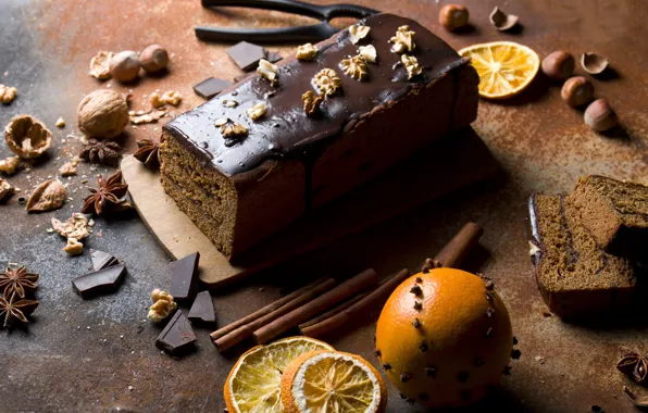 Chocolate, nuts, cinnamon, dessert, cakes, cupcake, spices, Anis