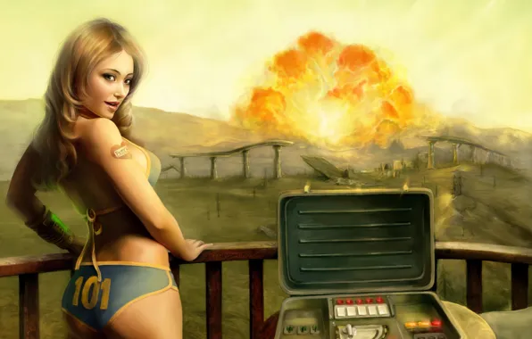 Girl, the explosion, Fallout 3, tenpenny babe