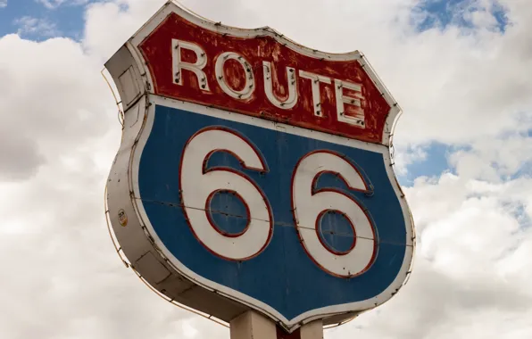 Sky, sign, clouds, route 66, highway